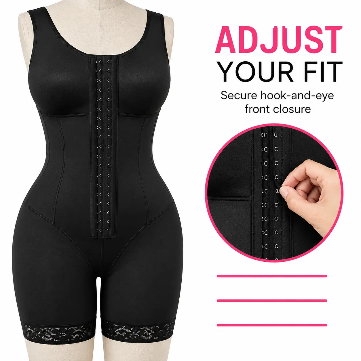Colombian Faja Shapewear for Women Tummy Control Full Body Shaper Butt Lifter Post Surgery Compression Garment with Zipper Crotch Everyday Adjustable Bodycon Dress