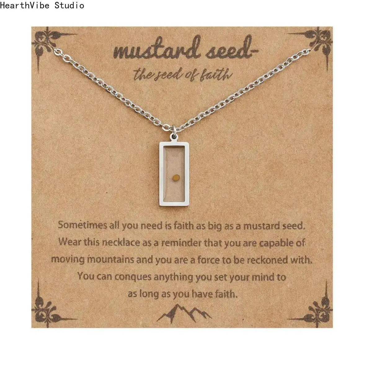 Unisex Tarnish-Proof Steel Mustard Seed Pendant Necklace - Glossy Mirror Finish, Minimalist Geometric Christian Faith Jewelry, Non-Tarnish, Hypoallergenic, Adjustable, Exquisite Jewelry Gift for Adults' Daily Wear, Sports & Outdoor Accessory