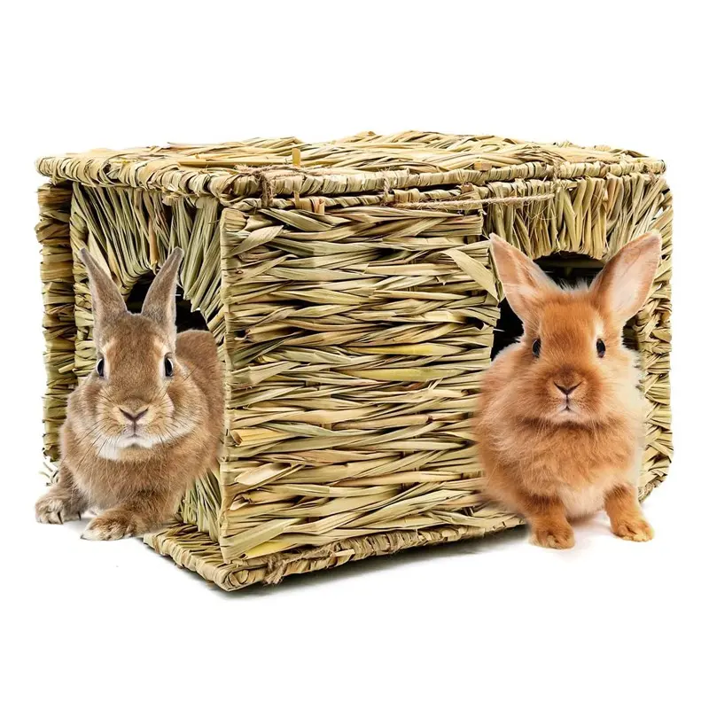 Natural Handmade Seagrass Hide Toy Hay Pad Chewing House Guinea Pig Hideout for Rabbits Hamsters Guinea Pigs Small Animals, Eco-Friendly Pet Accessories