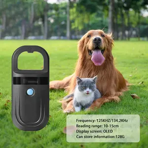 Pet Microchip Scanner ISO11784/85/FDX-B/EMID Animal Handheld Reader 134.2kHz Rechargeable Pet ID Scanner for Dog Cat Pig Animal (Black)
