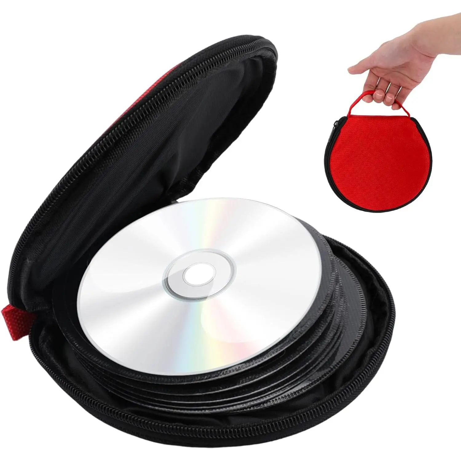 CD Case Holder for ,CD Wallet DVD Case Holder Organizer,DVD Storage Dividers Folder,Disc Storage Binder Organizer for   Travel Carrying(Red)
