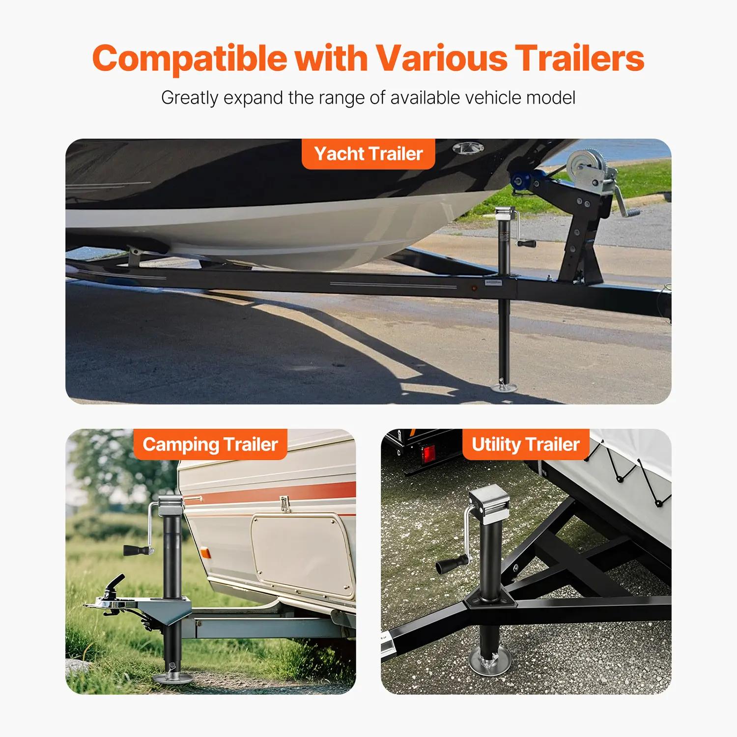 A-Frame Trailer Jack,  5000 lbs Dynamic Load Capacity, Trailer Jack Stand with Handle & Rectangular Footpad, 15-inch Vertical Travel, Suitable for RV, Horse, Utility Trailers, Yacht Trailers