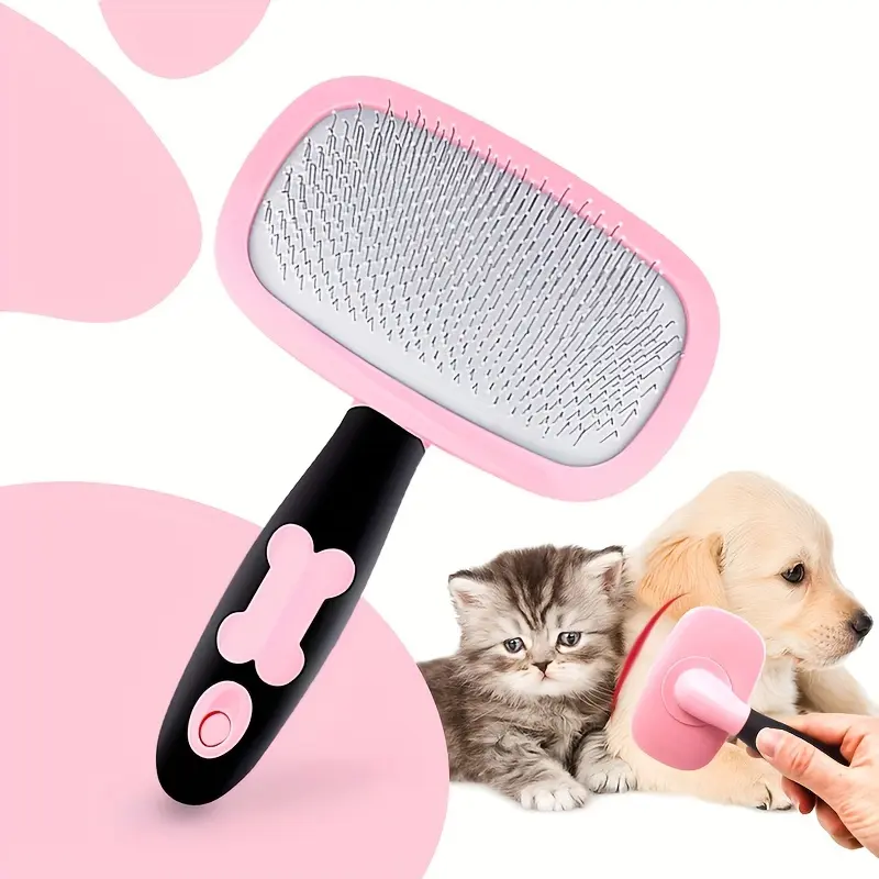 Stainless Steel Bristle Slicker Brush for Dogs - Pet Grooming Tool with Massage Particles, Flexible Combs for Tangled Hair Removal, Bristle Combs