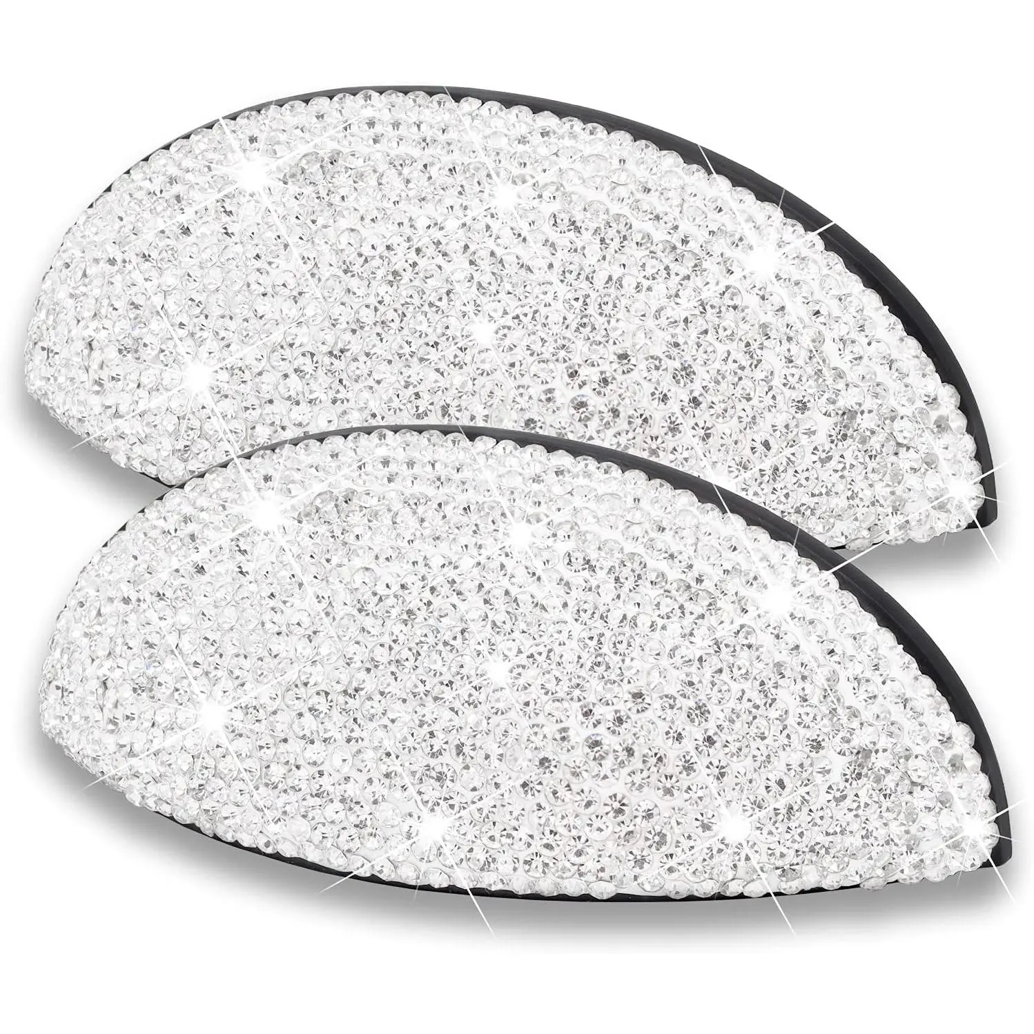 Bling Drawer Pulls,White Flat Cup Cabinet Dresser Handles,3 Inch,2 Pack | White Rhinestone Decoration Cup Pull Shape Cabinet Handles,Kitchen Hardware,Zinc Alloy Cupboards Pulls,Screws Included