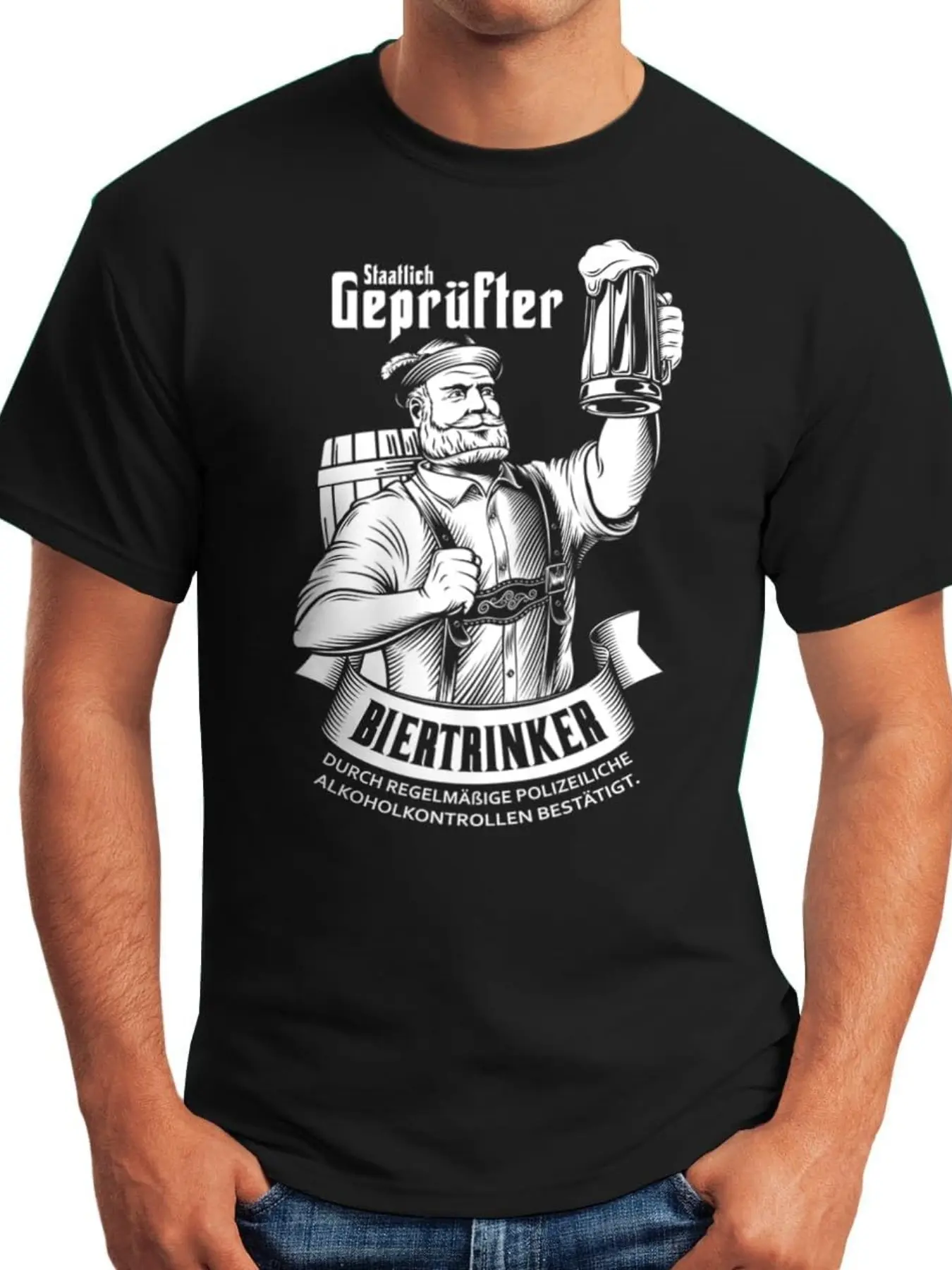Vintage Bavarian Bartender Men's Short Sleeve T-Shirt, Beer Festival Essential, Slim Fit, Casual Streetwear, Halloween Theme，Unisex (Recommended ordering one size up),Tiktok shop deals today，t shirt for men，Beer Festival Attire
