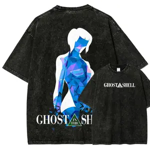 Unisex T-shirt Ghost in The Shell Vintage Washed Cotton Anime Shirt, Manga Tee Mineral Wash T-Shirt, Vintage Inspired, Anime Gift Tee, Y2K Shirt