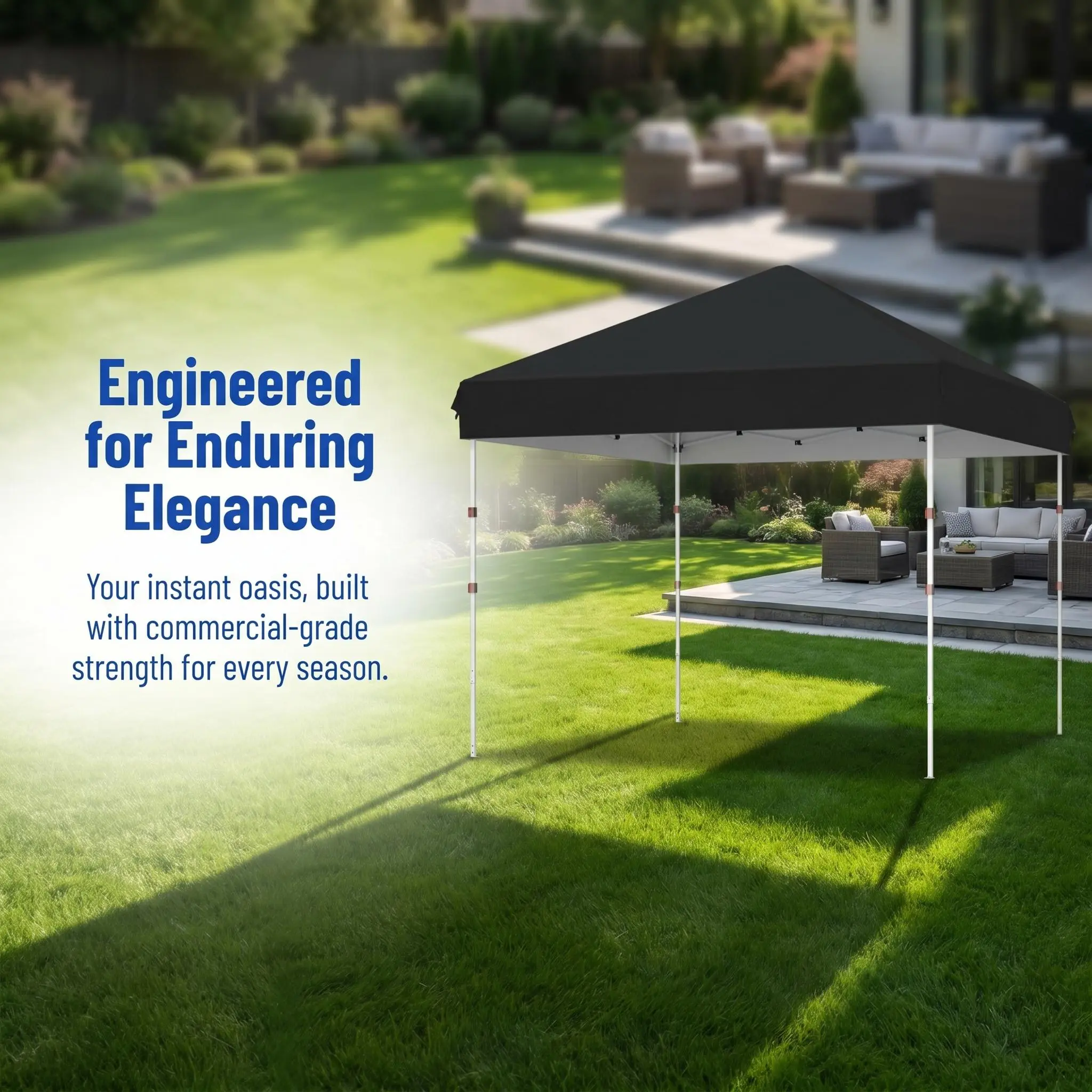 YJ-Garvee 10 x 10ft Pop-up Tent, Easy Sun Shelter with Central Lock for One Person,high-quality silver-coated 210D Oxford fabric Easy for Outdoors, for Events, Parties, Camping, Black Color