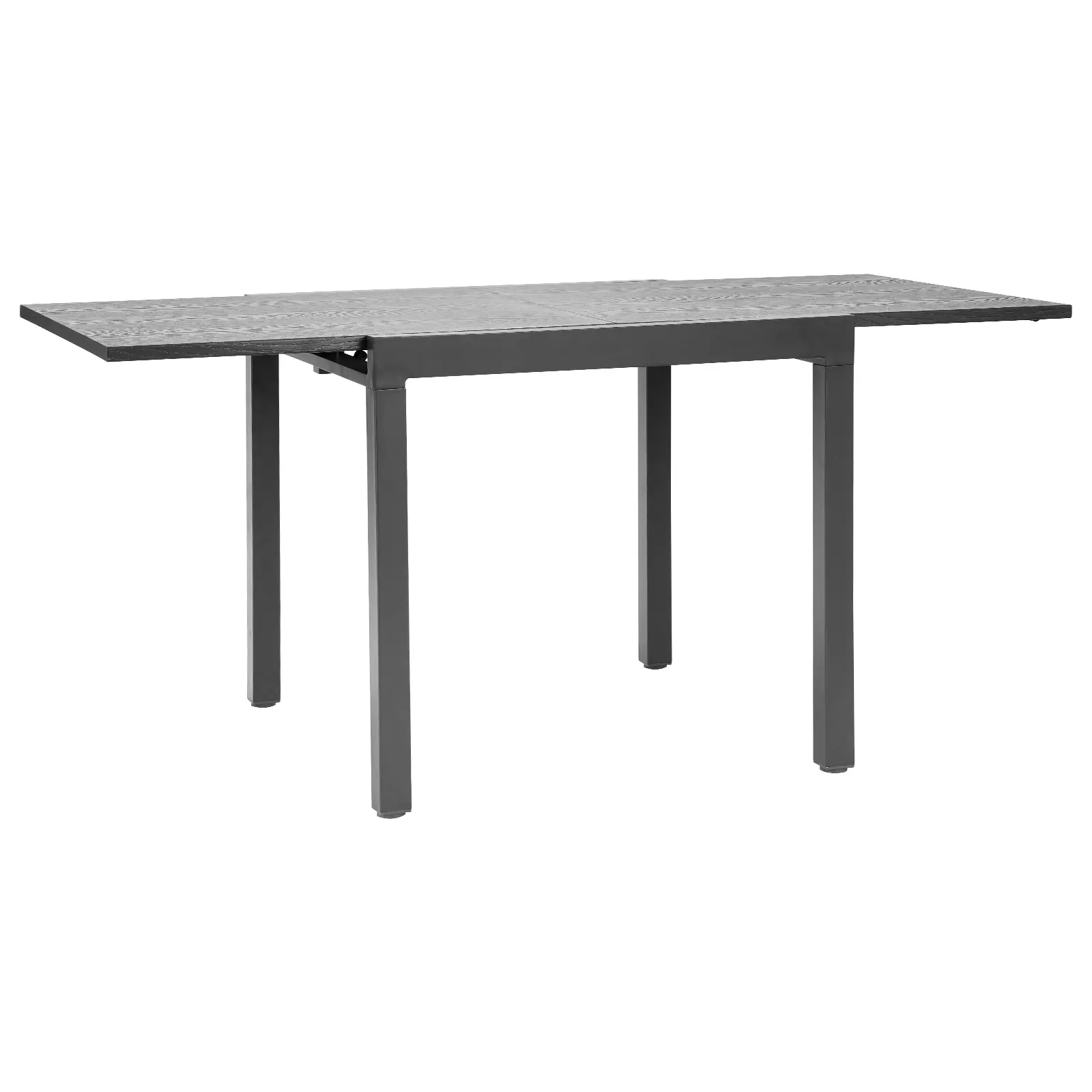 Expandable Outdoor Patio Dining Table, 32–63 inch Rectangular Backyard Bistro Tables for 4-6, Aluminum Frame Metal Steel Slat, All-Weather Large Furniture for Lawn Garden Porch, Dark Gray