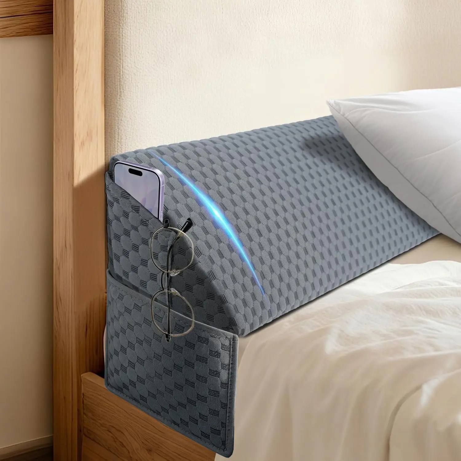 Bed Wedge Pillow for Headboard Mattress Gap Filler (0-6') for College Dorm Sleeping, Wedge Pillow for Mattresses, Filler for Beds, Closer for Headboards, Sleeping Against Headboards Or Walls, Featuring A Removable Cover