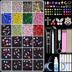 DAZZLEBRITE Tooth Gem Kit, 24 Grids Bedazzling Gems Kit, Beginners Starter Crystals Teeth Gem Jewelry for Women Men with Pickup Tools