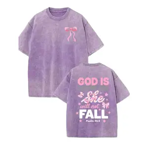 Men's "God Walks with You" Printed T-Shirt - Vintage High-Quality Batik Brand, Double-Sided Washed, Short-Sleeve Top, Casual Everyday Fit, 250th Anniversary Gift Top Womenswear