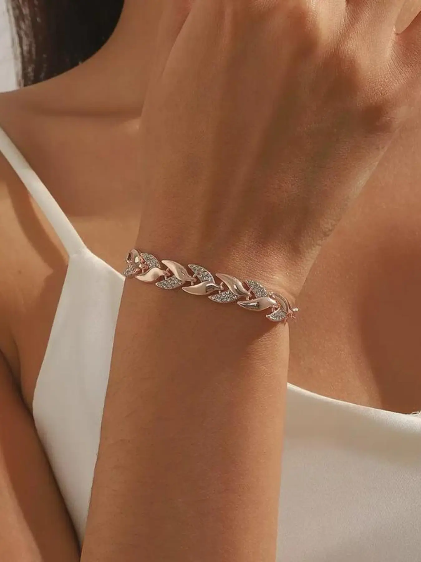 Mermaid Tail Bracelet, Elegant Alloy Jewelry, Crystal Rhinestone Embellished, Lightweight Fantasy Gift, Perfect for Christmas and Valentine's Day, Women's Gift