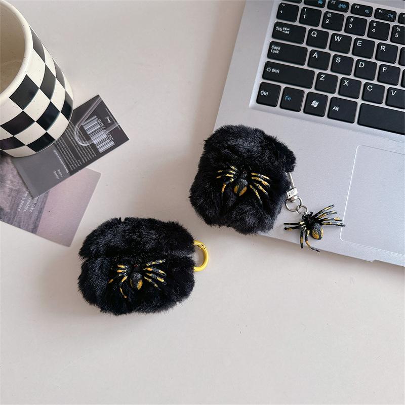 Plush Spider Earbud Case Cover Cute Fluffy Protective Case Compatible with Wireless Earbuds Gen 1/2/3/4 Pro Pro 2
