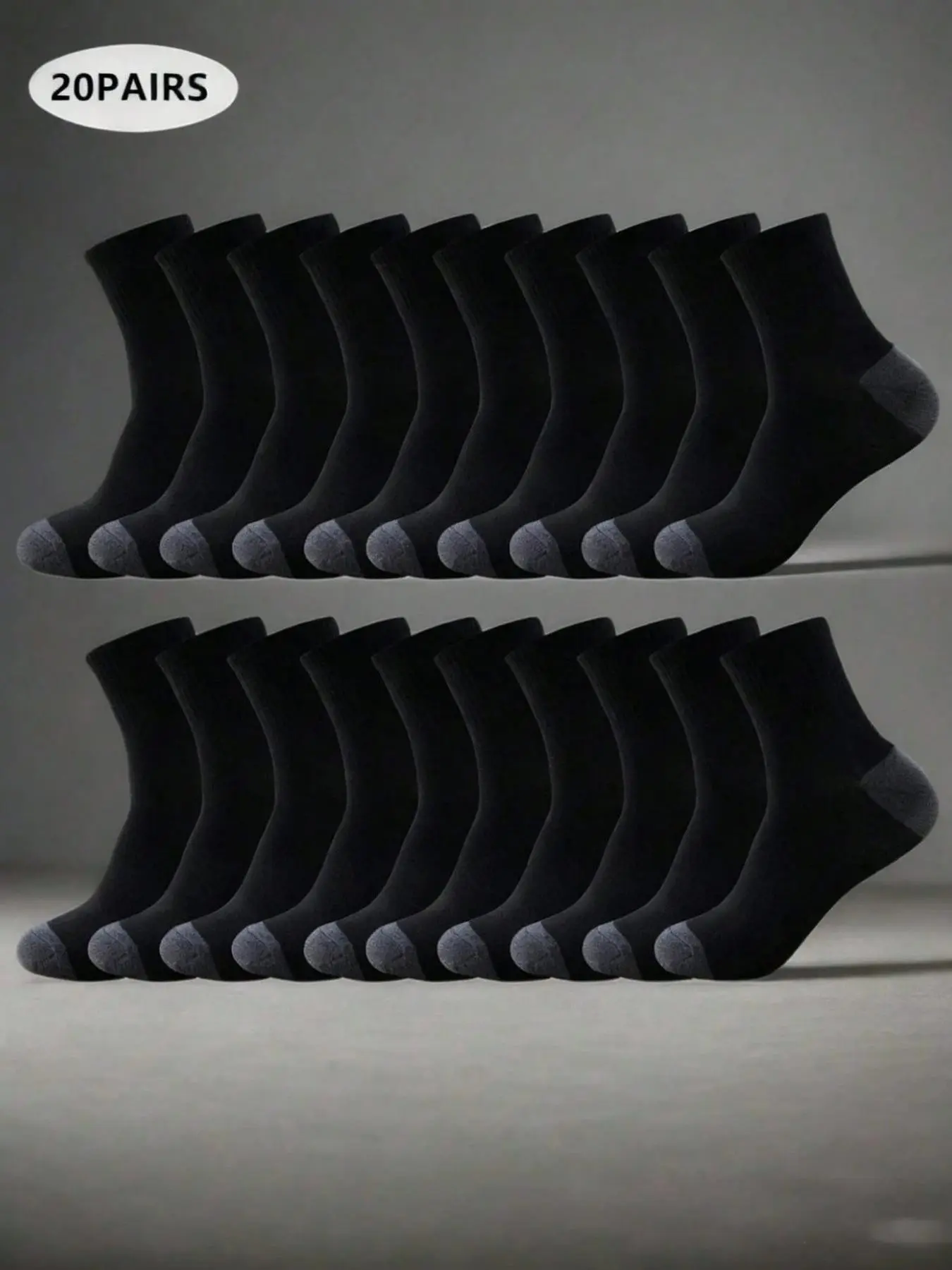 Men's Crew Socks, Plain Design, Breathable Moisture-Wicking, Casual All-Season Long Socks, Durable Comfort