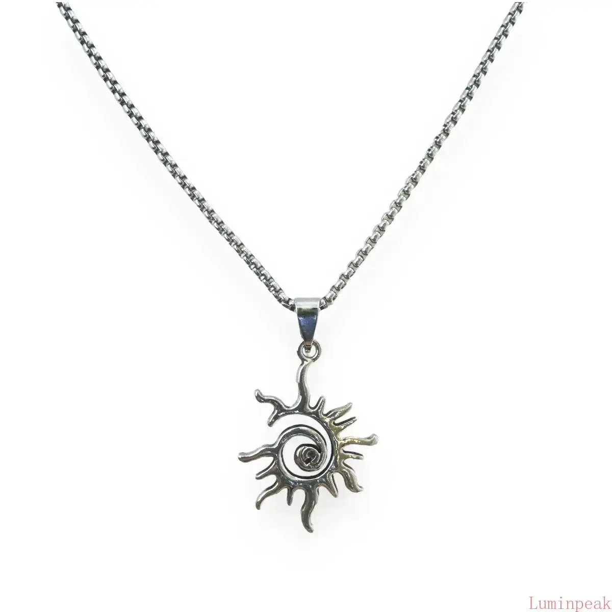 Men's Accessories Sun Chain Necklace, Streetwear Style Statement Jewelry for Male, Unisex Design with 2mm Chain, Casual, Fashion Accessory Necklace, Decorative Necklace