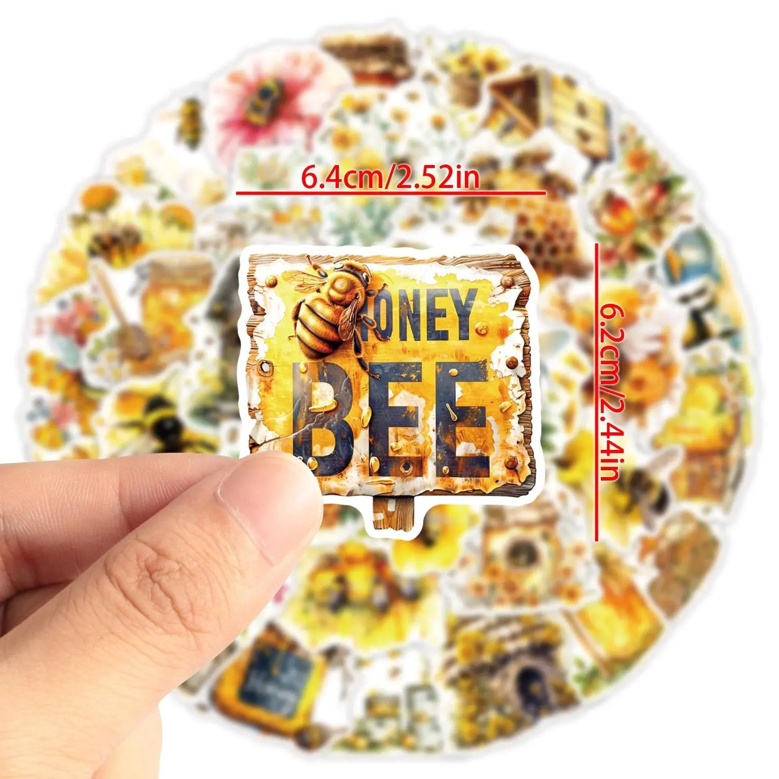 50Pcs Cute Bee Cartoon Stickers Honey Honeypot Decals Waterproof DIY Suitcase Stationery Kawaii Graffiti Sticker