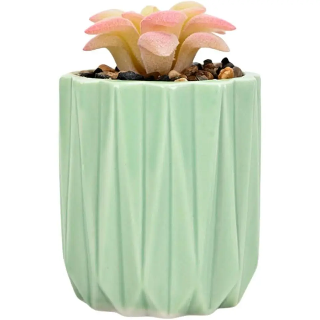 Succulent  Pots Ceramic  Pots and Drainage Hole Bonsai Planter Small Flower Pots for Indoor Outdoor Use for  Office Garden Decoration, Not Included (Green)