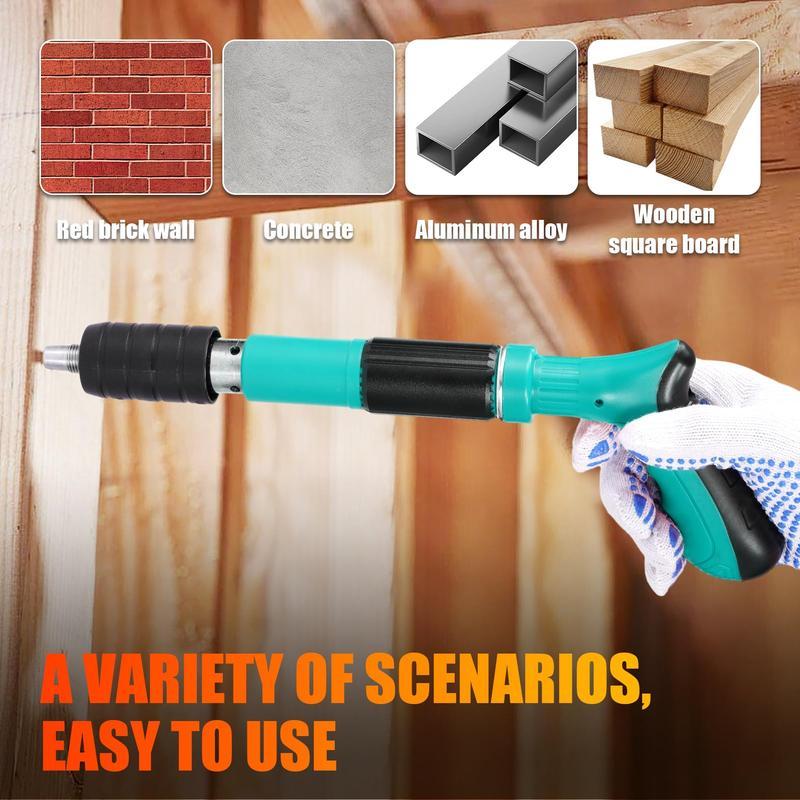 Manual Mini Steel Nail Gun with 100 Nails,5 Gears Power Adjustment,Integrated Air Nailer for Concrete & Woodworking.