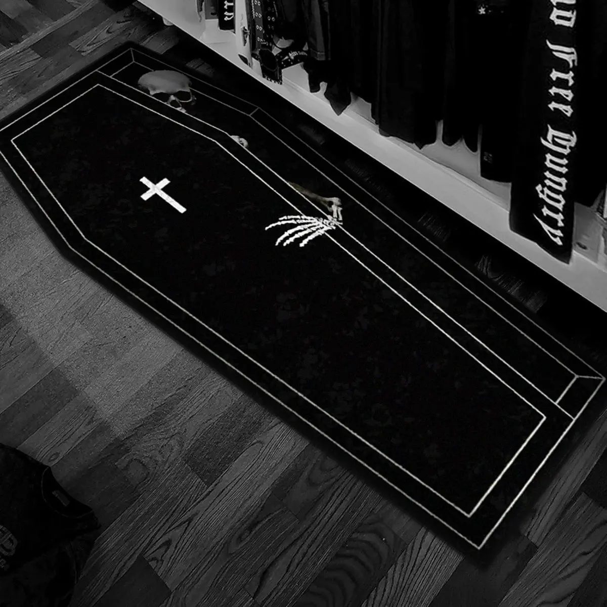 Skeleton Dark Style Cross Rug, Vintage Luxury Living Room Sofa Carpet, Soft Comfortable Bedroom Bedside Rug, Halloween Decor Gift, Decorative Rugs, Home Decor Rugs