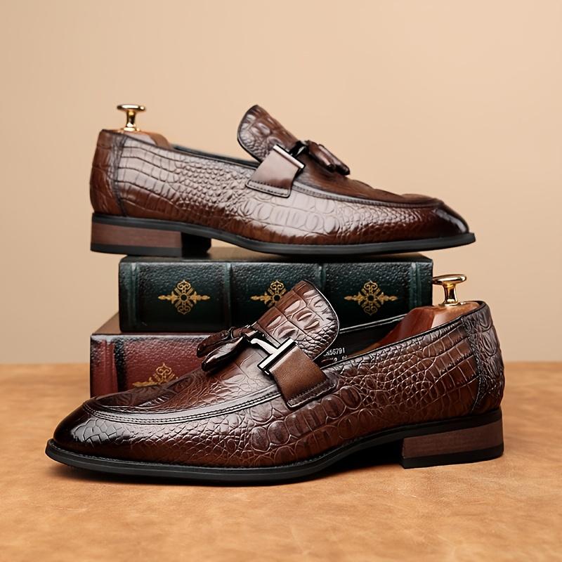 Men's Calfskin Square Toe Slip-On Loafers Luxury Dress Shoes