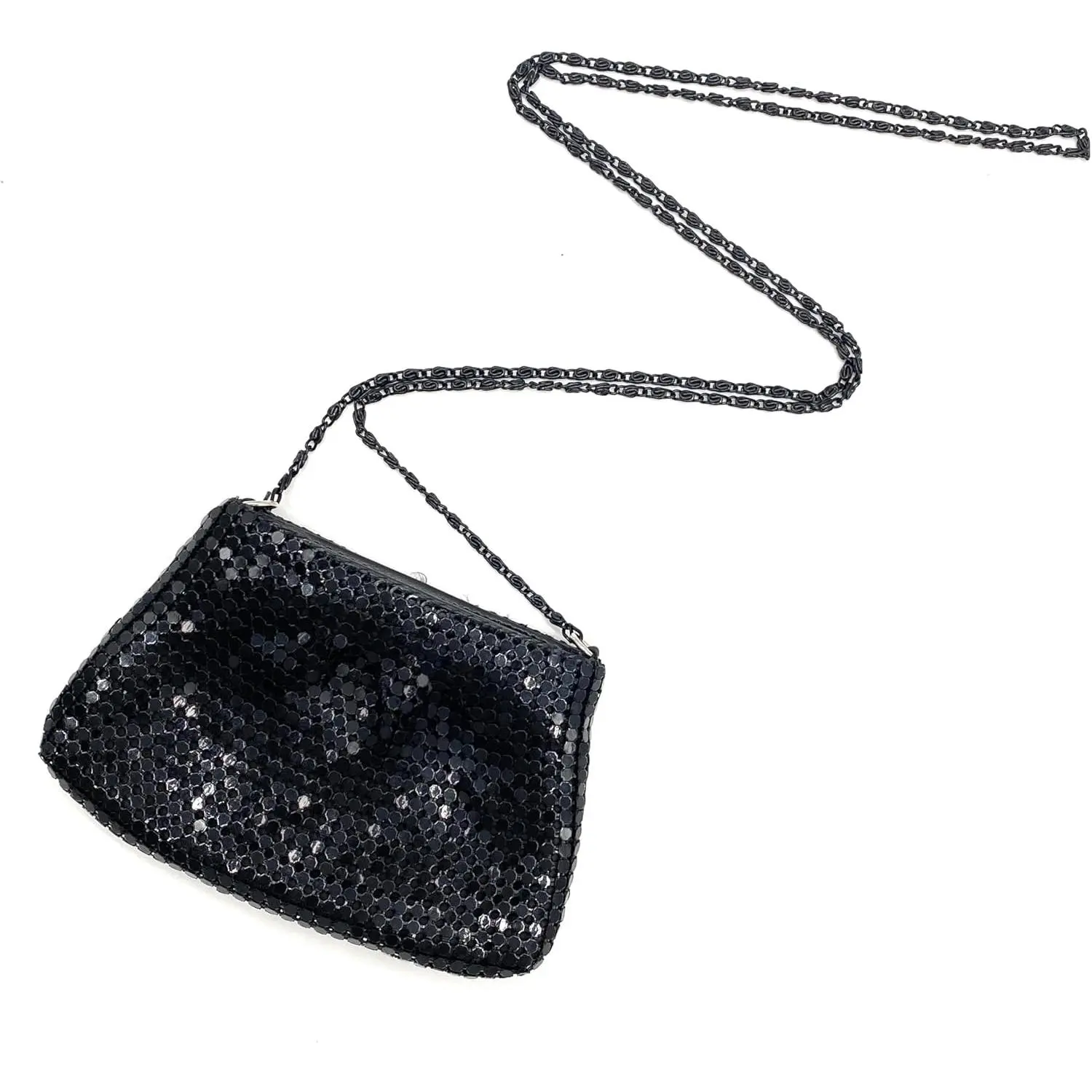 Vintage Mini Crossbody Purse  Women – Shiny Metal Mesh Coin & Card Holder with Chain, Small Evening Pouch Bag