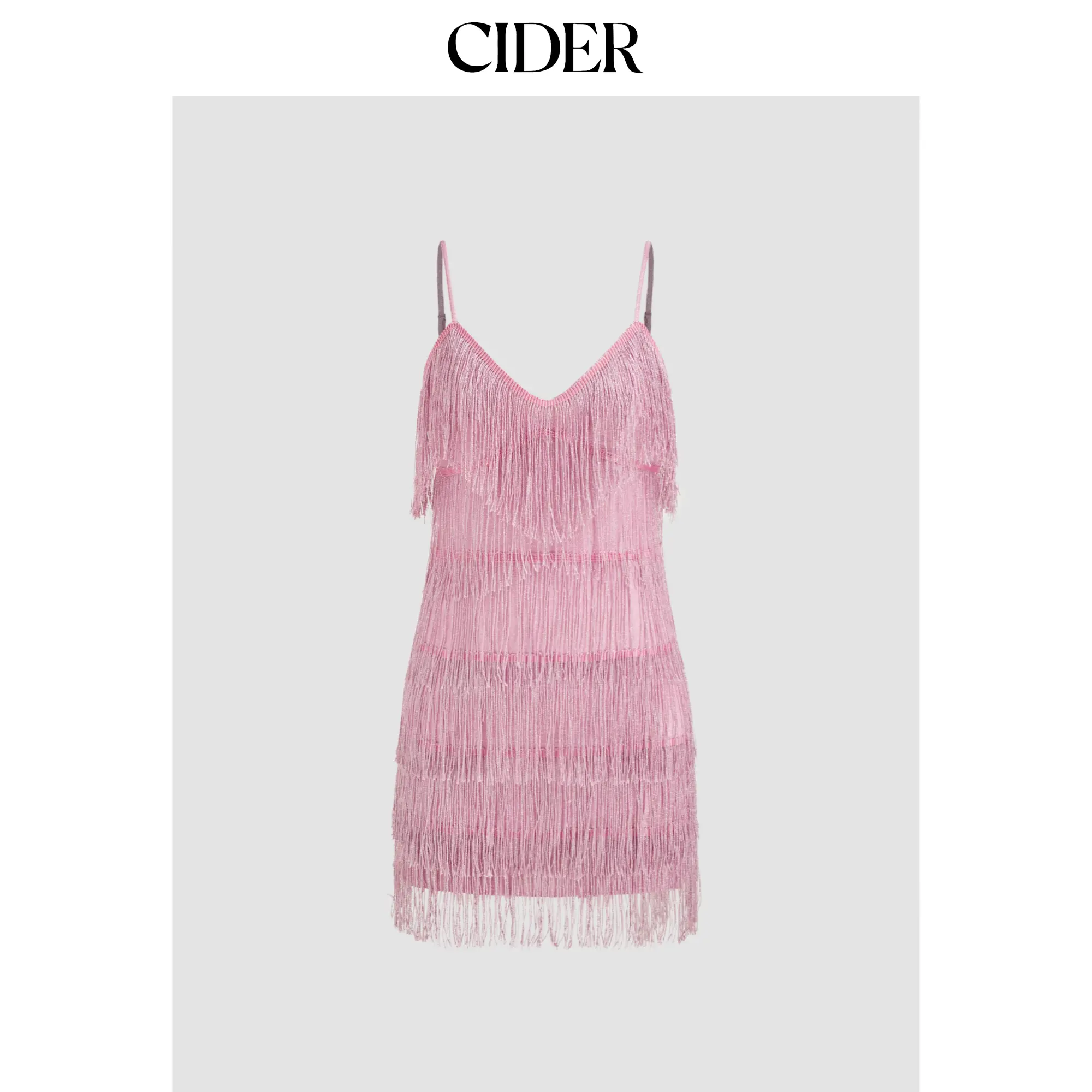 Cider [size 4-10] V-neck Solid Tassel Mini Dress SummerFinds
