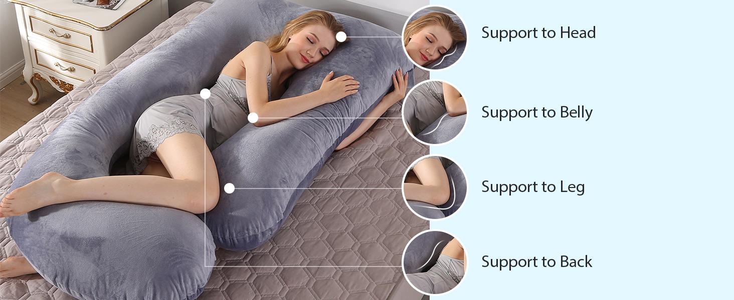Pregnancy Pillow for Sleeping,Full Body Maternity Pillow with Removable Washable Cover,Support for Back,Hips,Legs,Belly for Pregnant Women