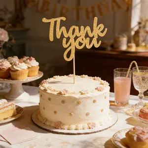 Thank You Cake Pick, Wedding Anniversary Party Cake Decoration, 1pc Elegant Cake Insert, Perfect for Special Occasions