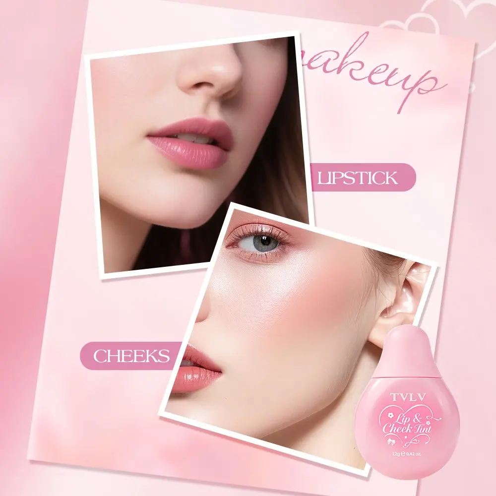Water Drop Bottle Lip and Cheek Two-In-One Stain, Natural Clear Liquid Blush, Long-Lasting Colorful Lip Gloss and Blush Combo