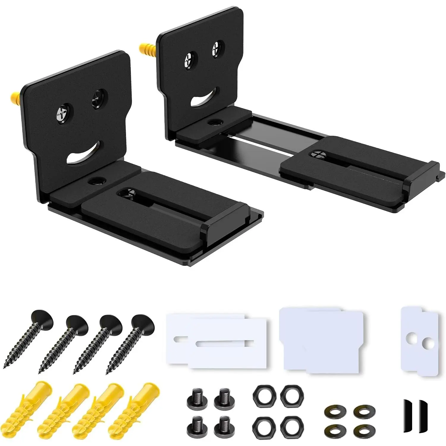 Adjustable Soundbar Mount, Lockable &  Fit, Anti-Slip | Removable Wall Brackets, 3.4-5.2 inch Adjustable, Metal, 25 lbs Capacity, Under TV Mount