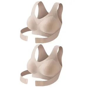 1/2PCS Women Cross Back Posture Corrector Bra, Seamless Wireless Push Up Support Bralette, Female Lingerie