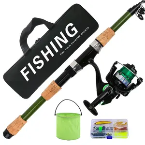 1.8m Telescopic Fishing Rod and Reel Set with Mg1000 Reel, Complete Accessories Box, Foldable Fish Bucket, Portable Freshwater Fishing Kit