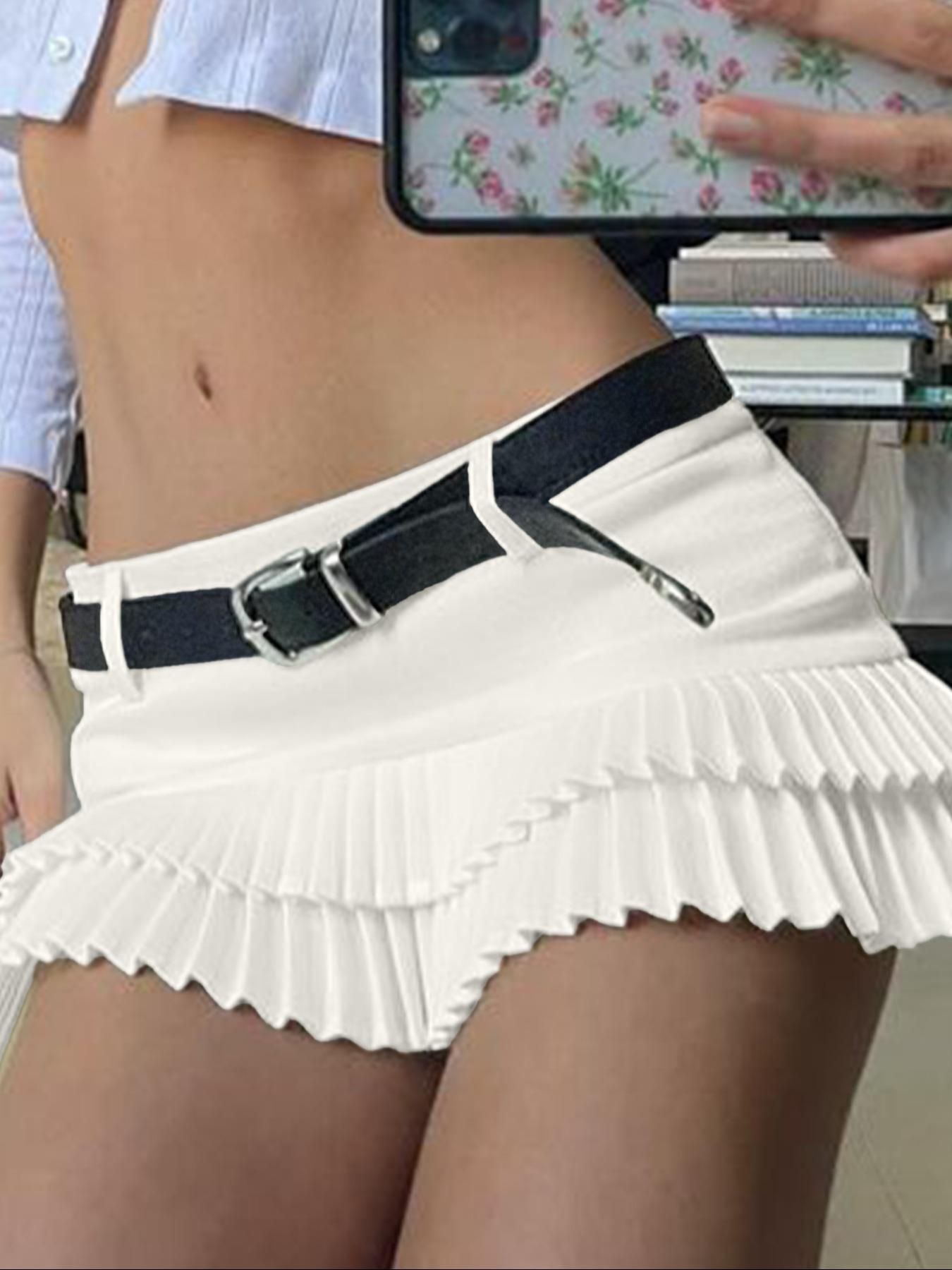 Women's Solid Color Pleated Skirt (without Belt), Casual Fashionable Skirt for Daily Wear, Ladies Bottoms for All Seasons