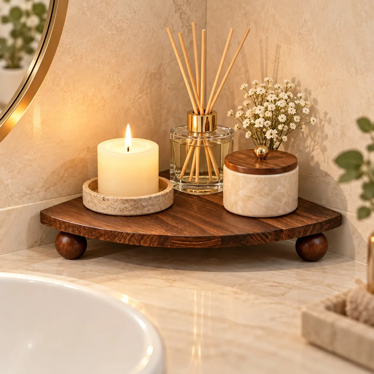 Wooden Country Style Corner Shelf, Designed for Farmhouse Decor, Ideal for Displaying Items in a Coffee Bar Or As a Centerpiece in Kitchen, Bathroom, Or Dining Room, Corner Shelf, Corner Shelves