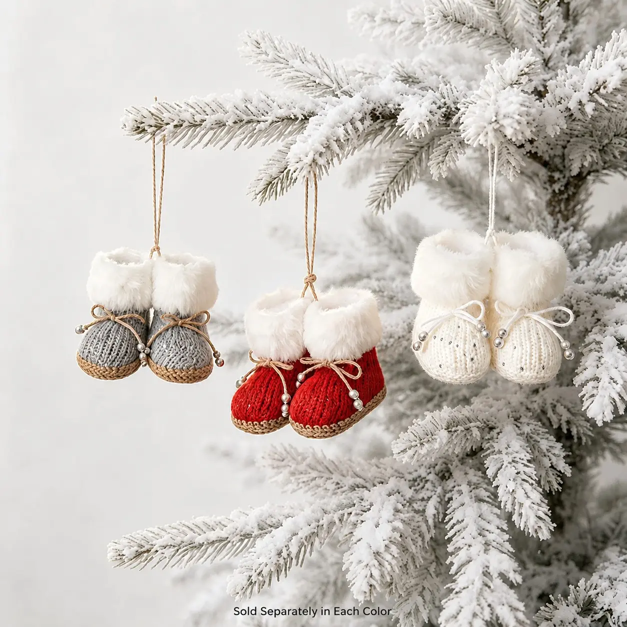 Plush Edge Knit Sequin Christmas Boot Ornament, Christmas Tree Decoration, Festive Holiday Decor, Gift Idea, Small Charms