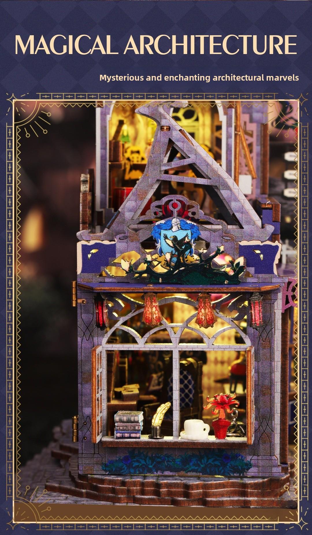 Magic Gate DIY Book Nook Kit - 3D Wooden Puzzle Miniature House with  Light| Enchanted Library Bookshelf Decor| Perfect Creative Gift for Hobbyists & Magic Fans