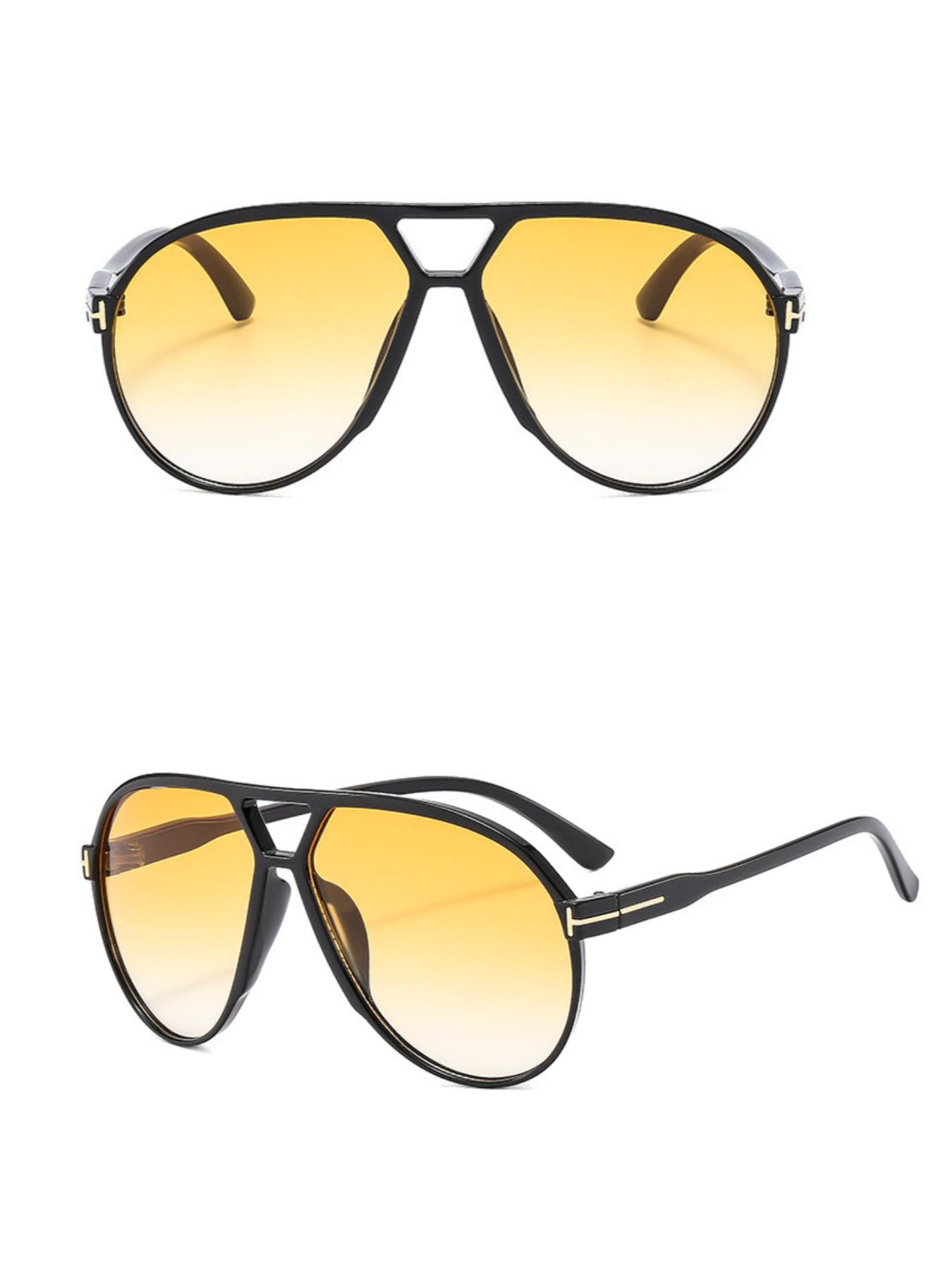 Women's Vintage Top Bar Oversized Frame Sunglasses, Trendy Casual Sunglasses for Everyday Use, Fashion Accessories for Outdoor Activities, Trendy Beach Eyewear