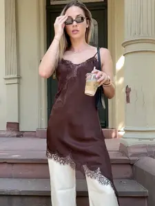 Womens Dresses Elegant Lace Asymmetric Slip Dress Spring Summer 2026 Sexy V-Neck Off Shoulder Sleeveless Backless Vestidos Mujer Elegant Evening Prom Party Dress Chic Vacation Dresses