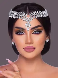 Luxurious Rhinestone Long Hair Comb Forehead Decoration Headpiece, Versatile Accessory for Weddings, Parties, Festivals, Gatherings