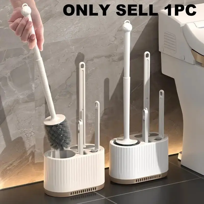 4pcs Toilet Brush Set, Wall-Mounted Cleaning Brushes, Bathroom Brush Cleaner, Four-Piece Luxury Design, Home Use Hygiene Tools, Space-Saving Holder Included, Toilet Brush With Holder, Toilet Brush Kit, Toilet Brush And Holder Set