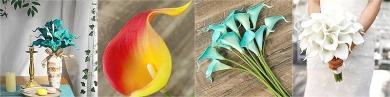 2026 New-X- AP01 Artificial Calla Lily Teal Flowers for Wedding Bouquet Klein Blue Flower 12Pcs Home Decoration Faux Calla Lilies Flower, Teal Blue