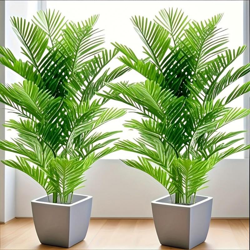 2pcs Large Lifelike Tropical Palm Artificial Plants - Vibrant Green Leaves, Suitable for Indoor/Outdoor Decor, Garden, Patio, Poolside, Christmas, Thanksgiving, Father's Day, Holiday Decoration, Ornamental Foliage without Pot, Best for Christmas, Perfect