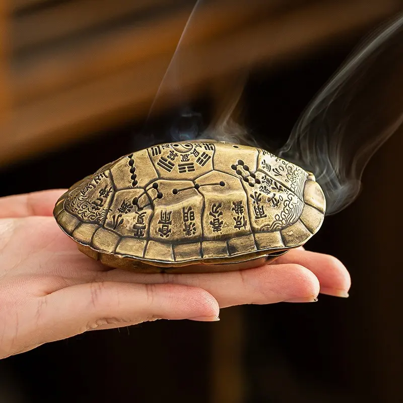 Fortune Turtle Incense Burner, Small Auspicious Cloud Plate Incense Burner, Eight Trigram Turtle Shell Incense Burner, Chinese-style Small Incense Burner, Home-use Tea Room Zen Decorative Item, Fragrance