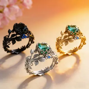 Spiritual Gift For Her Hand-Fabricated Ancient Totem Green Crystal Ring, Tribal Energy Grounding Healing Protection Costume Jewelry, Unique Ethnic Stackable Women’s Statement Ring