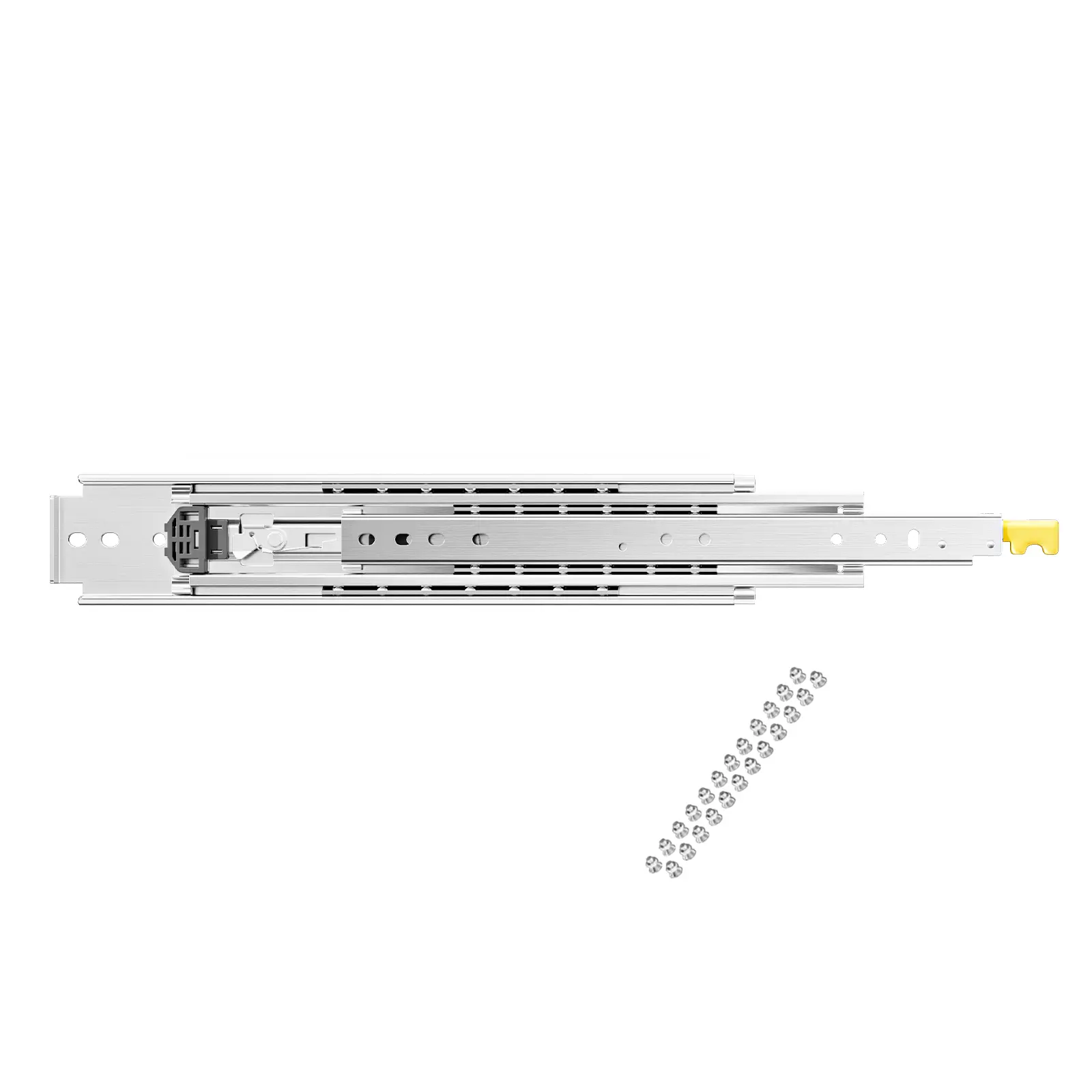 KFFKFF Set of Two Drawer Rails, Sizes Varying from 16 to 60 inches, 500 lbs Weight Tolerance, Lockable Ball Bearing Side Mounted Drawer Slide Rail