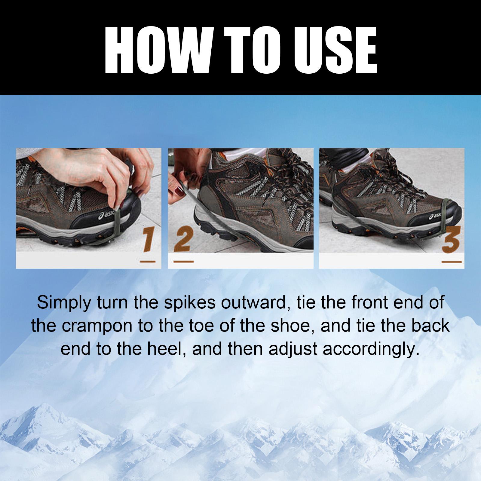 Houkea Anti-Slip Crampon Shoe Covers Outdoor Crampon Snow Shoe Covers for Mountaineering Sports, Anti-Fall, Easy to Put On and Take Off