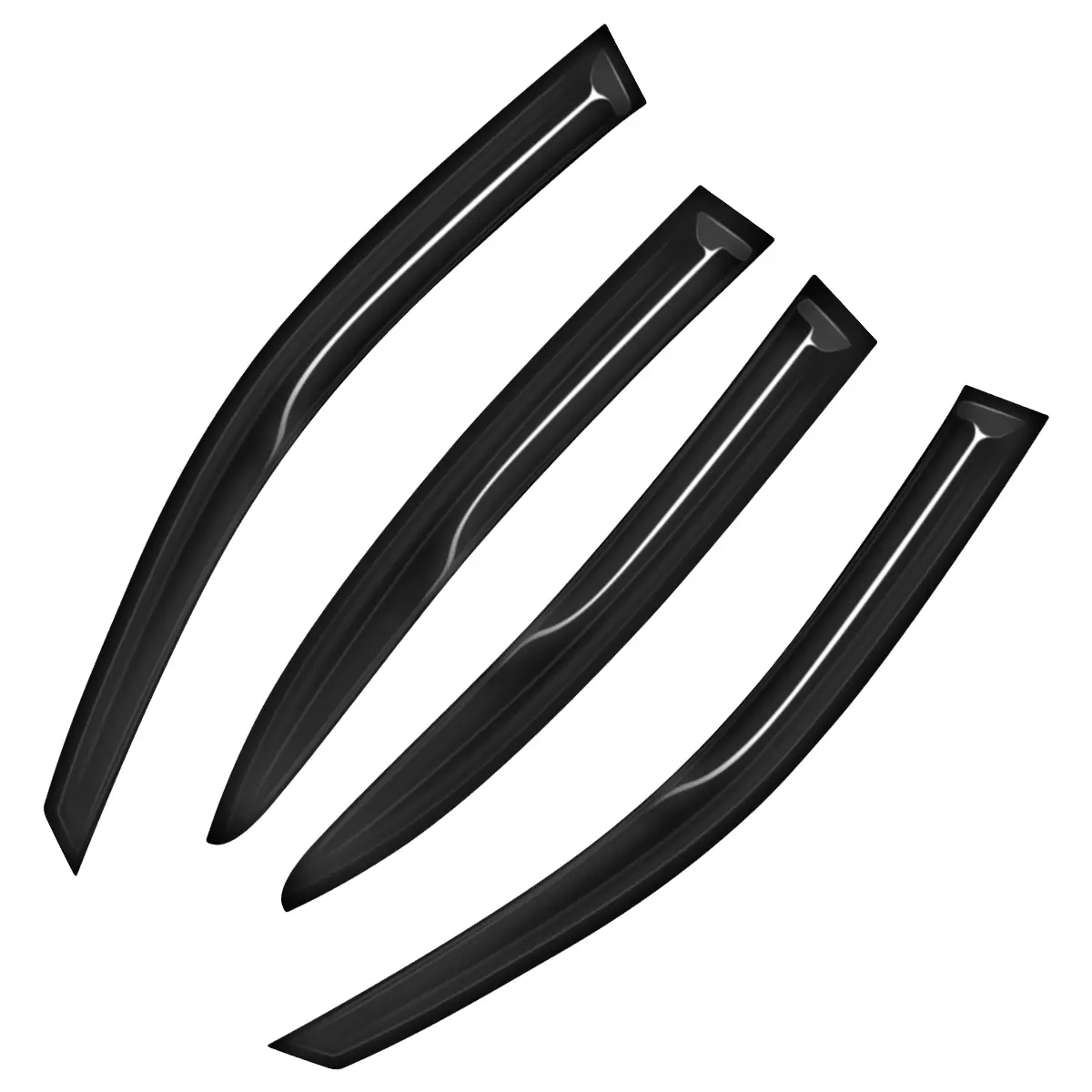 4PCS Tape-On Window Visors Rain Guards For Acura TLX 4-Door 2015-2020 | 3D Wavy A-Spec Style with Built-In Water Channels | Outside Mount Wind Deflectors Sun Vent Shade