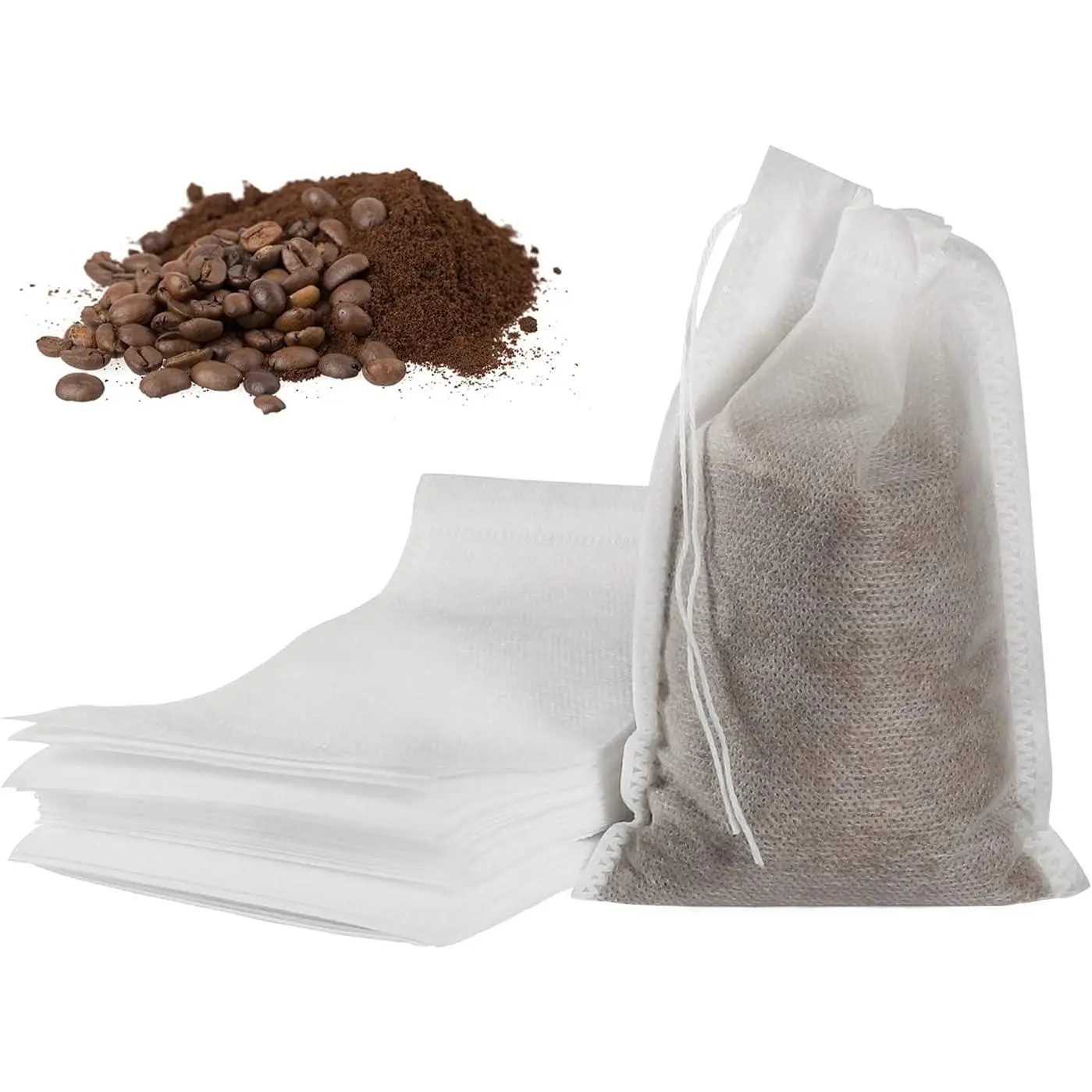 50pcs No Mess Cold Brew Bags, 4x6 inch Disposable Coffee Filter Bag Fine Mesh Brewing Drawstring Pouches for Iced Coffee Hot Tea Herb Spice