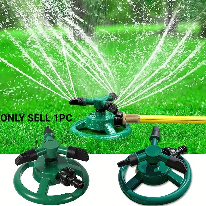 360-degree Rotating Sprinkler Head, Small Disc Sprinkler for Yard and Lawn, Three-pronged Rotatable Plastic Sprinkler for Large Areas, Suitable for Watering Gardens, Nurseries, and Grasslands.
