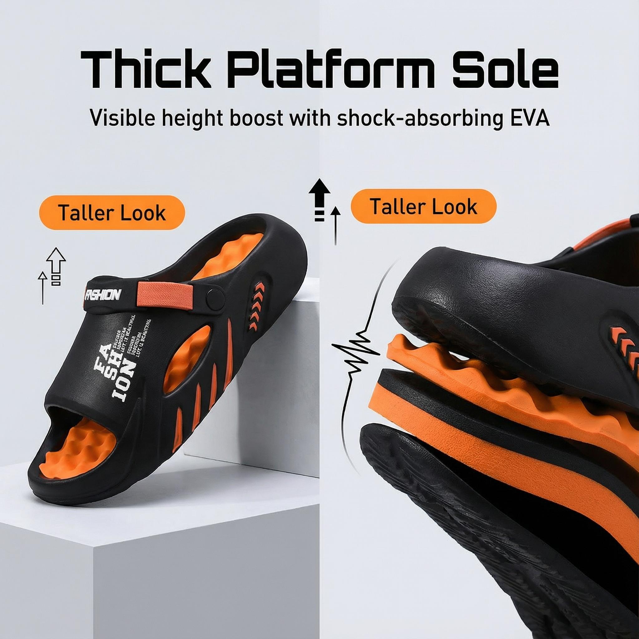 Men's Cloud Slides with Sport Strap - Non-Slip Thick Sole Sandals for Gym & Beach